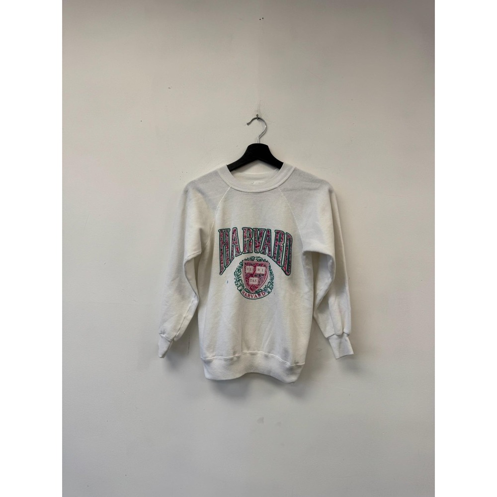 Vintage Harvard‎ Sweatshirt Youth Large White Crewneck Ultra Sweats USA 90s